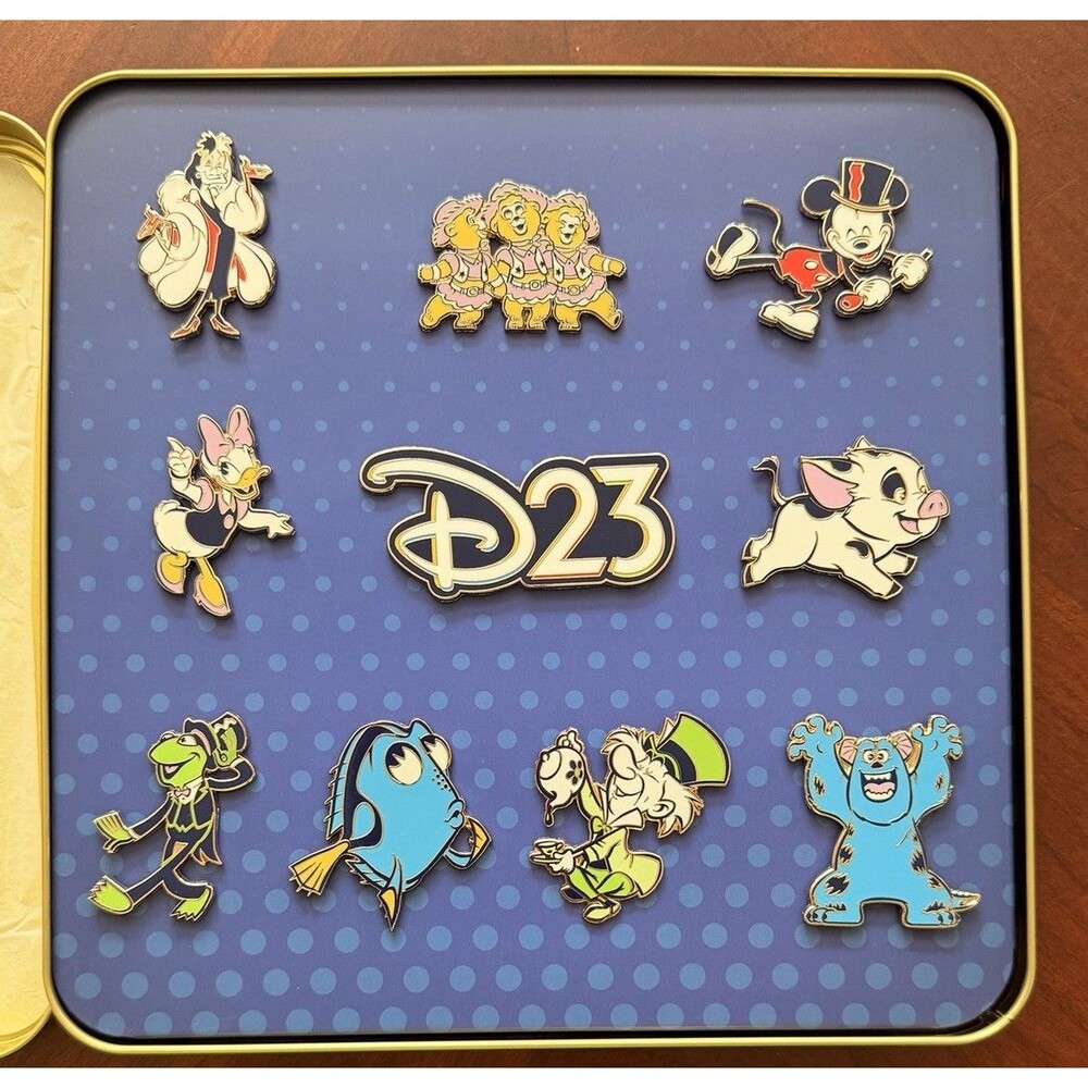 Disney D23 Gold Member 2026 10 Pin Set in Gold Collector's Tin Mickey New Daisy